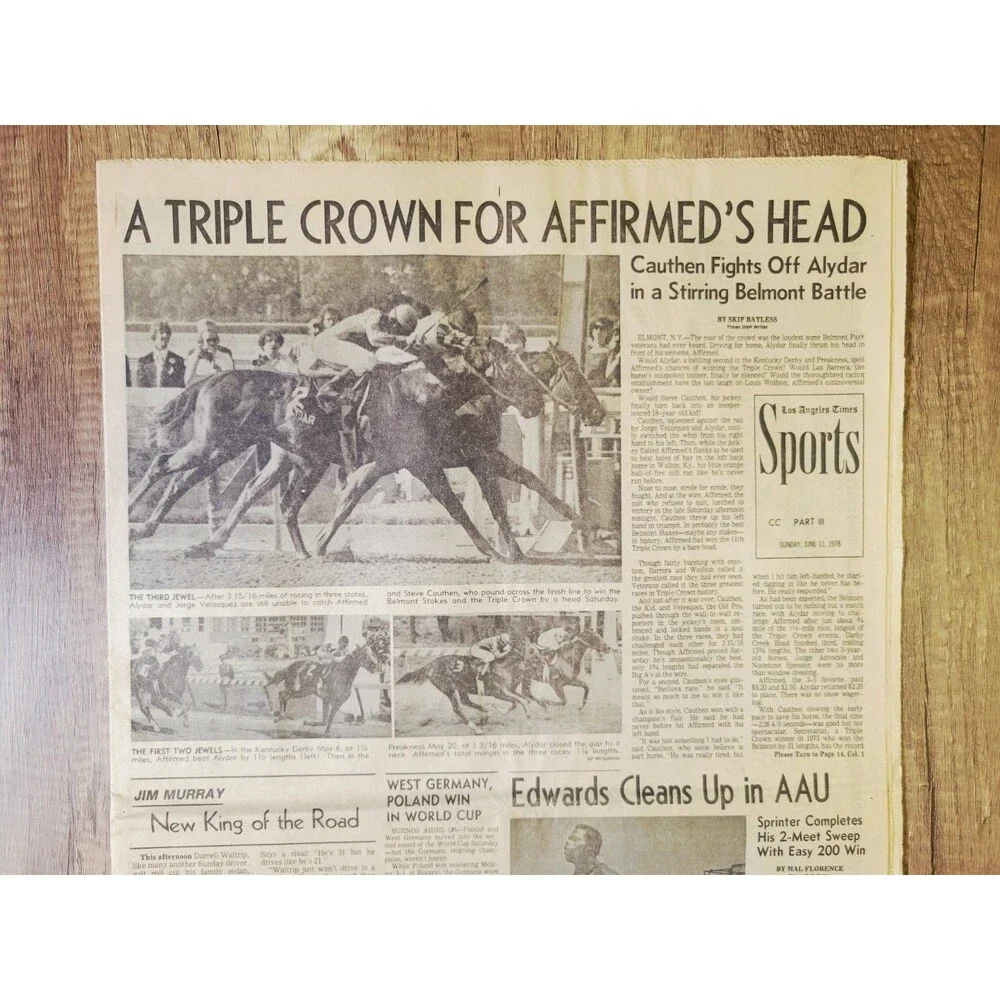 1978 Jun 11: LA Times Triple Crown For Affirmed! Belmont Stakes Win Horse Racing